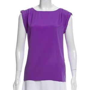 Alice + Olivia Purple Silk Short Sleeve Top
